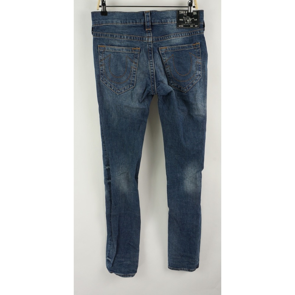 True Religion Rocco Relaxed Skinny Distressed Denim Men's 29 x 34 Blue Jeans - Picture 2 of 15